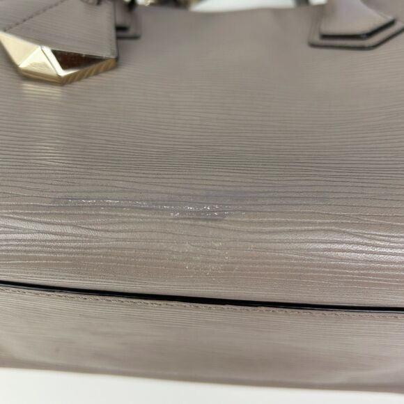 Rebecca Minkoff Perry Satchel Structured Leather Crossbody Bag Grey Taupe Handle - Picture 10 of 16